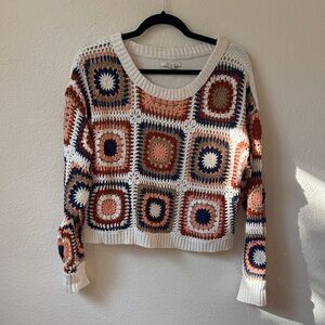 American Eagle Outfitters Crochet Patchwork Sweater